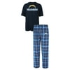 "Los Angeles Chargers NFL ""Game Time"" Mens T-shirt & Flannel Pajama Sleep Set"