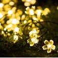 thumbnail image 5 of Cadena de luces solares con forma de flor de cerezo, impermeable, LED para exteriores, jardín, patio, decoración navideña para interiores (12 m, blanco cálido), 5 of 5
