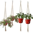 thumbnail image 2 of colgadores de plantas, soporte para flores, tejido natural, cuerda de cáñamo, red para macetas, cesta colgante, bolsa de red, 105 cm, 2 of 5