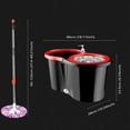 thumbnail image 3 of Mirdinner Spin Mop and Bucket Wringer Set, 360° Mop Bucket System with 4 Microfiber Mop Replacement Heads, Stainless Steel Bucket,  Floor Cleaning for Home, Black/Red, 3 of 9