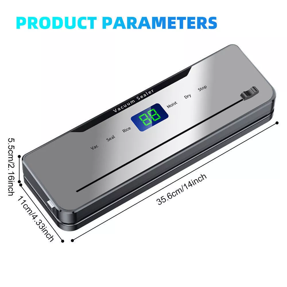 Food Saver Vacuum Sealer Machine with LED Display,High-Speed Continuous Working Suction Power Food Sealer with 30 Airtight Bags and Accessory Hose for Food Save and Storage