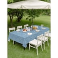 thumbnail image 4 of Outdoor Tablecloth with Umbrella Hole for Patio/Picnic/Party/Camping, Haze Blue Plaid Waterproof Table Cloth Rectangle Table Cover Washable, Farmhouse Modern Abstract Striped (60"x 120"), 4 of 8
