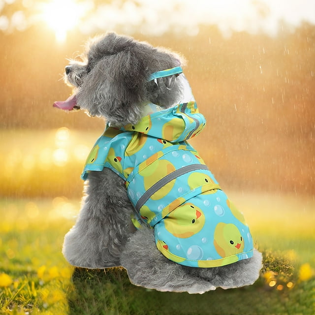 Pet Raincoat Large And Small Dog Raincoat Reflective Stripes Cartoon Animal Pattern Pet Outdoor Activities Rainproof Dog Swim Vest with Handle Dog Rain Boots Big Dog Light Vest Dog Rain Coats for