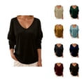 thumbnail image 1 of Hauts en Velours pour Femmes 2026 Mode Automne Hiver Manches Longues Col en V Rétro Décontracté T-Shirts pour Sortir, 1 of 4
