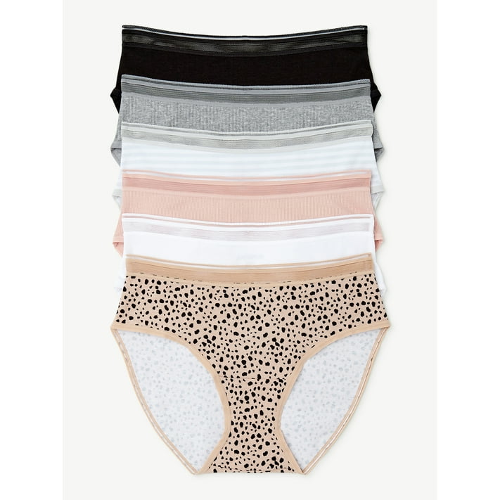 Joyspun Women's Hipster Panties, 6Pack, Sizes to 2XL