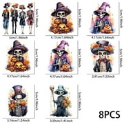 8pcs Skeleton Day of The Dead UV DTF Cup Stickers, Waterproof Sticker Pack for Decorating Mugs, Cups,DIY Art Supplies