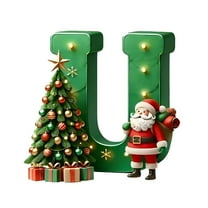 Beautynvta 26 Letters Christmas Tree Decoration, 3.14'' Personalized Christmas Letters Hanging Pendant, Xmas Alphabet Letters for Christmas Tree DIY Craft Christmas Ornaments, (U)