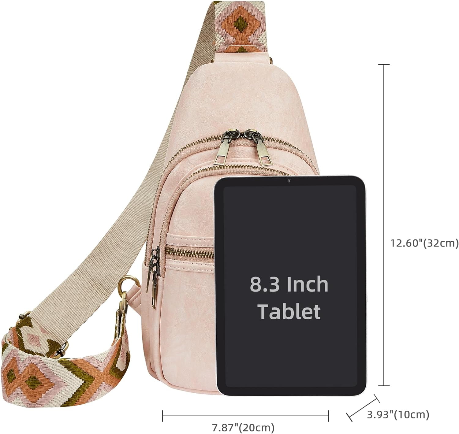 Cynure Women's Vegan Leather Sling Backpack - Small Crossbody Chest Bag With Adjustable Strap, 3 Zippers