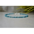 thumbnail image 3 of Apatite 3mm Round Shape Faceted Cut Beads 7 inch Silver Plated Clasp Bracelet for men, women, unisex. Link Chain Stacking Bracelet.|LINK_00608, 3 of 5