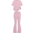 thumbnail image 4 of Otqutp Girls 2 Piece Casual Outfits Oversized Bow Knot Print Top Bell Bottoms Set for Teens Fashion Clothing Vacation Trendy Clothes, 4 of 4