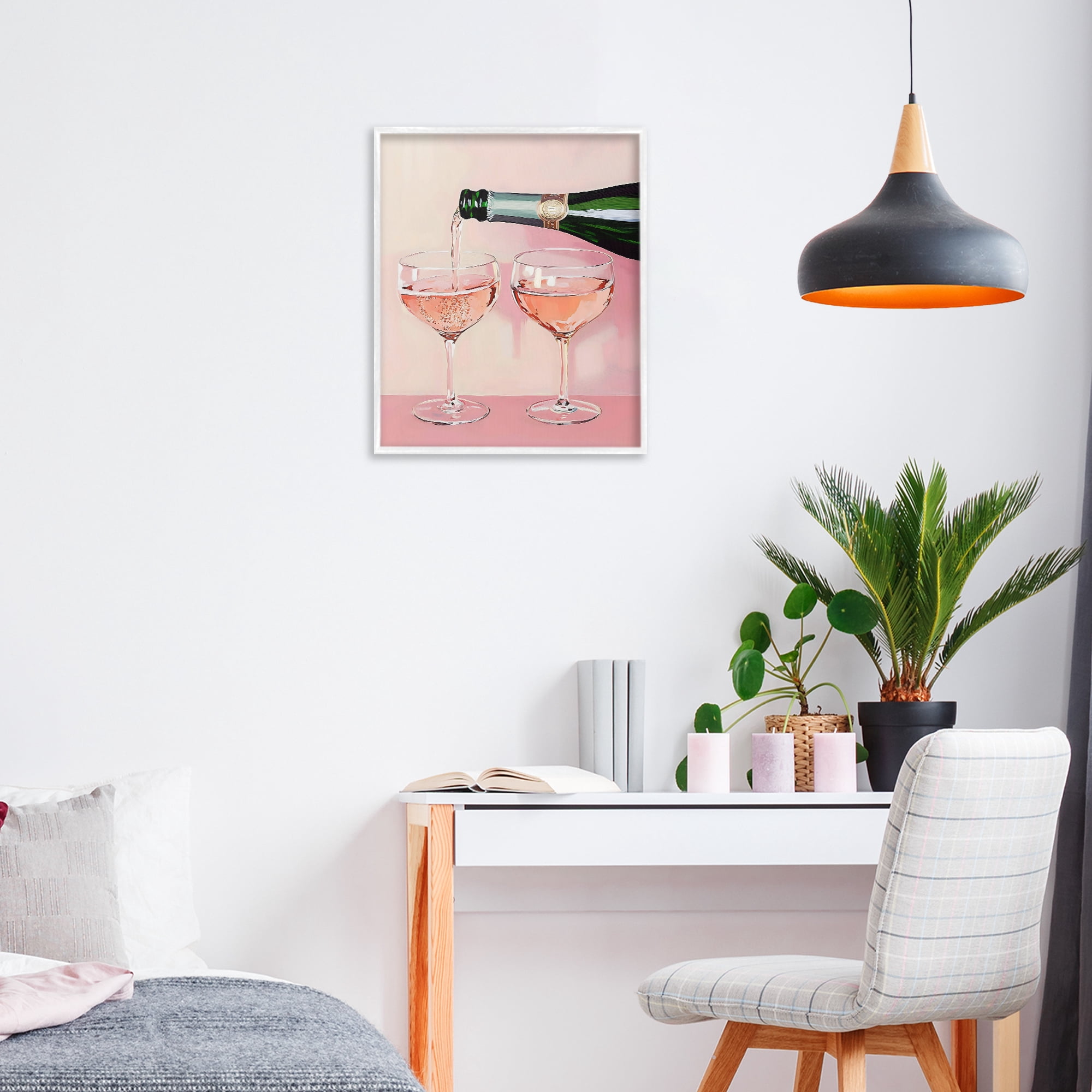 Stupell Industries Pink Champagne Toast for Two White Framed Giclee Art, design by The Prints Vibe