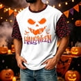 thumbnail image 5 of DORKASM Halloween Costumes for Men Short Sleeve Pumpkin Basic Blouse Round Neck Ghost Graphic Skeleton Fall Winter T-Shirt Spooky Vacation Comfy Pullover White S, 5 of 7