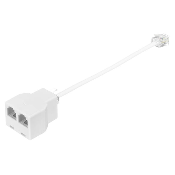 Uxcell Phone Jack Splitter RJ11 6P4C Telephone Line 2 Way Splitter Adapter for Landline 0.55ft White