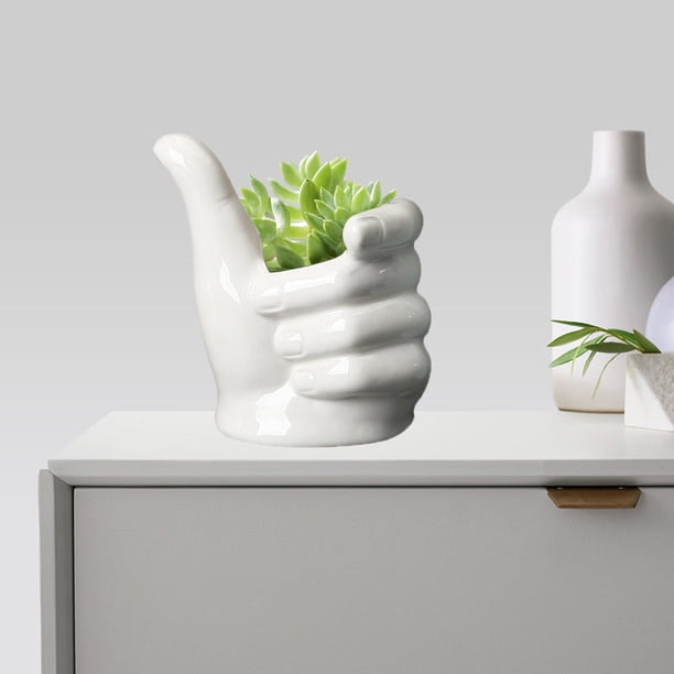 de cerámica con mano, para pntas de interior, bonsái, jardín, hogar mano vertical Macarena maceta jardinera