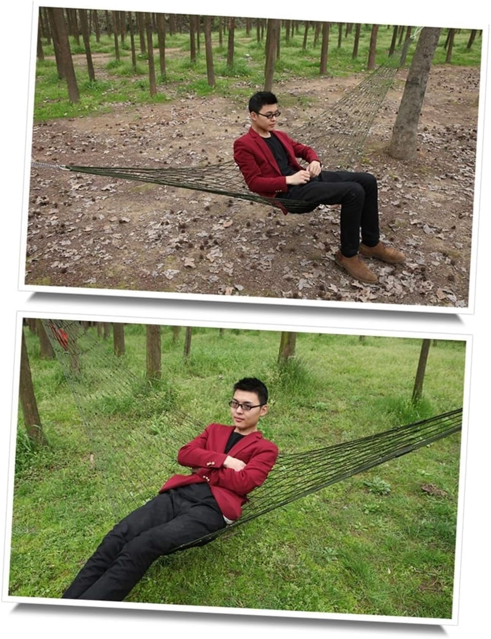 RKXQT 3 Pcs Mesh Hammock Tent with Carabiners & Ropes, Lightweight Portable Swing Chair for Kids & Adults, Outdoor Camping, Travel & Indoor Use