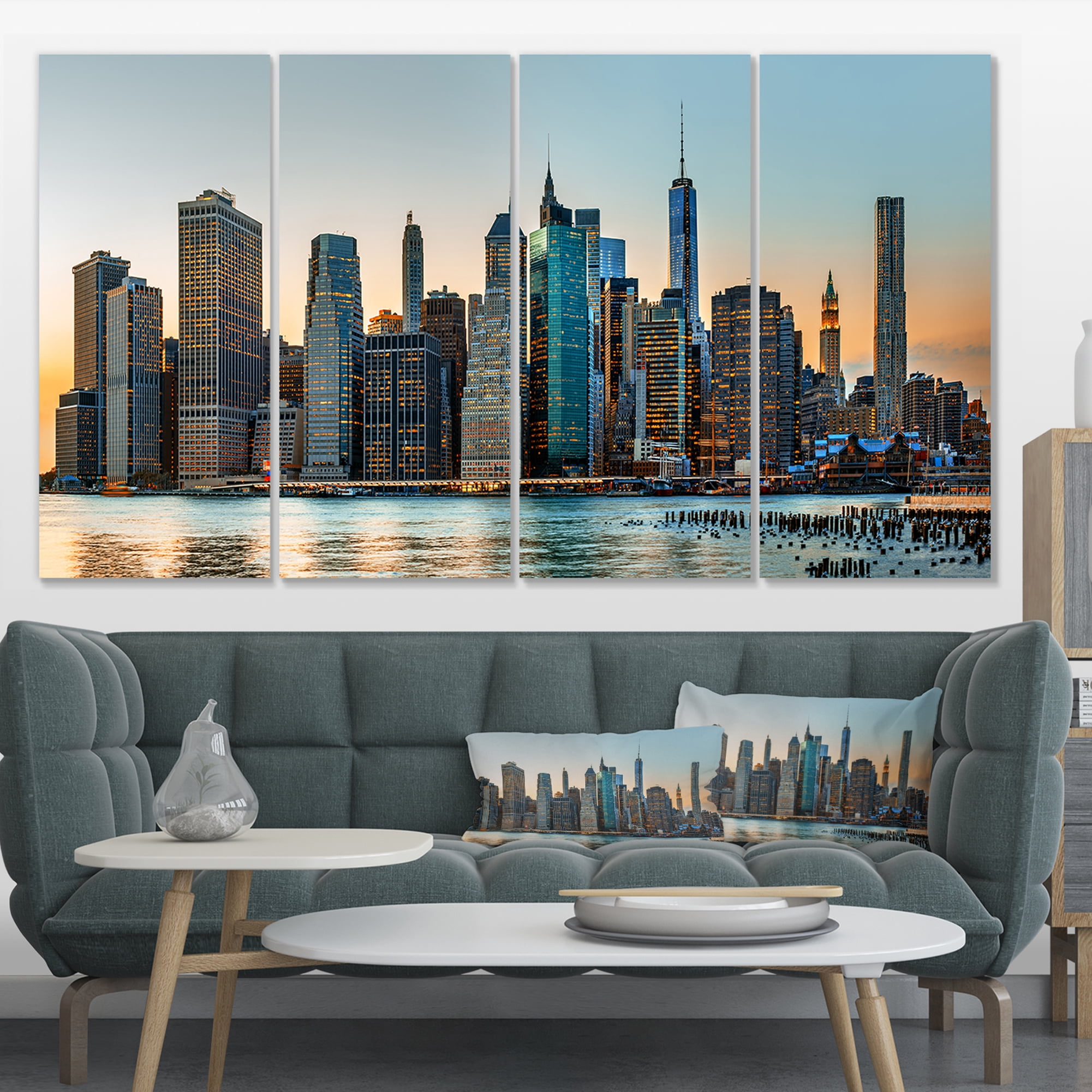 Designart 'New York City Skyline ' Photography Canvas Art Print