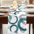 thumbnail image 3 of Turquoise Grey Table Runner 72 Inches Long, Cotton Linen Table Runner Dresser Scarf, Geometric Circle Modern Abstract Simple Art Fabric Tablerunners for Dining Tables Wedding Holiday Party 13"x72", 3 of 9