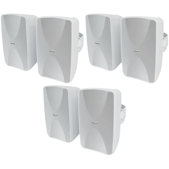 6 Rockville WET-6525W 6.5" 70V Commercial Indoor/Outdoor Wall Speakers in White