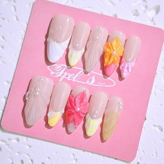 Frely's nail MOUNTAIN PEAK Welcoming Spring M ,Handmade nail art,Press-On Nails, Holiday Gift Set with Holiday