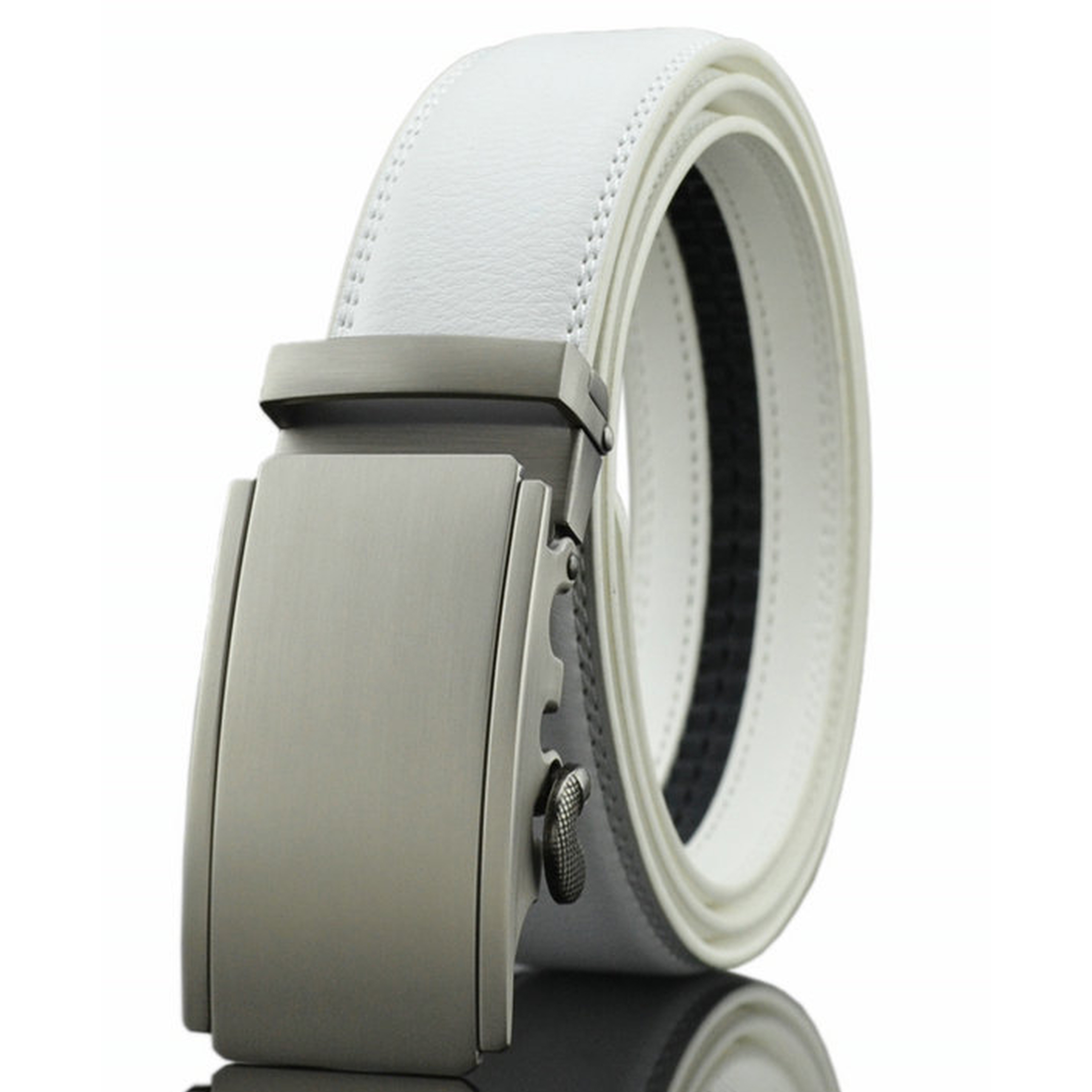 Ayli_AsYouLikeIt Men's Dress Belt Genuine Leather Automatic Buckle Ratchet Belt, Adjustable