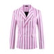 thumbnail image 5 of BLAZERS A RAYAS INSPIRADORES CHIC PARA HOMBRES, CHAQUETA DE TRAJE DE LAPEL PICO, DOBLE BOTONADURA, RAYAS DE NEGOCIO, L ROSA BLANCO, 5 of 6