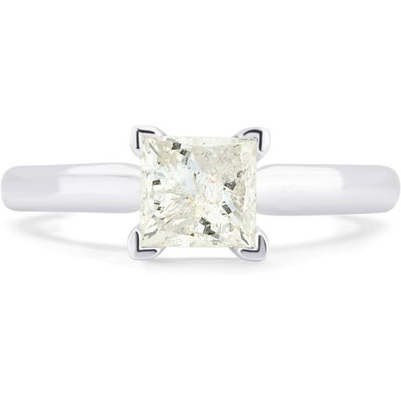 - 1.00 Carat T.W. GSI Certified Princess Diamond 14kt White Gold Engagement Ring