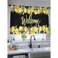 thumbnail image 5 of Sheer Curtains 45 Inch Length 2 Panels Set for Kitchen, Yellow Lemons Semi Sheer Curtains for Windows, Summer Fruits Leaves Botanical Black Voile Window Treatments Rod Pocket Curtain, 5 of 7