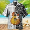 Musical Instrument Printed Shirts Summer men‘s Button Top Breathable