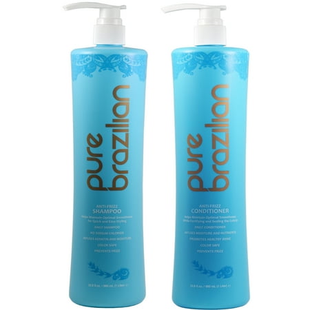 Pure Brazilian Anti-Frizz Wash & Rinse Shampoo and Conditioner 33.8oz Set