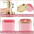 thumbnail image 2 of Juego de accesorios de baño con papelera de acero inoxidable, cepillo para inodoro, juego para cepillo de dientes y dispensador de jabón, 8 piezas, color rosa y dorado, 2 of 4