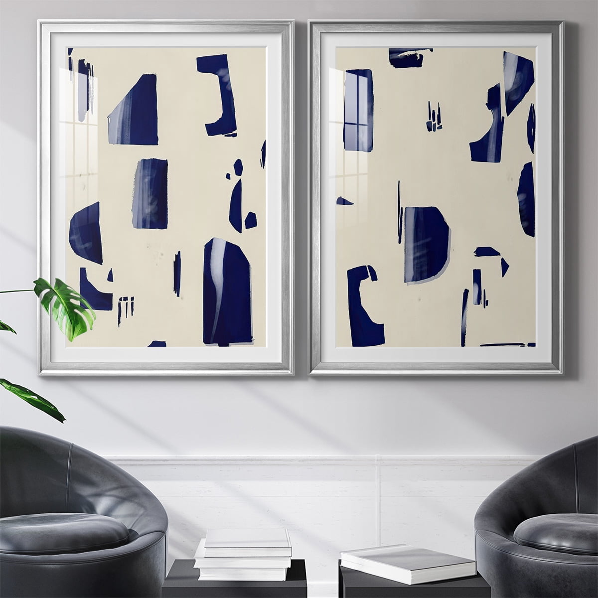 Wexford Home Fragment Abstraction I Premium Framed Print, 22.5" x 30.5" - Ready to Hang, Silver (Set of 2)