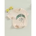 thumbnail image 3 of Bagilaanoe Newborn Baby Girl Boy Summer Rompers Letter Print Short Sleeve Bodysuits 3M 6M 12M 18M Infant Casual One Piece Short Jumpsuit, 3 of 8