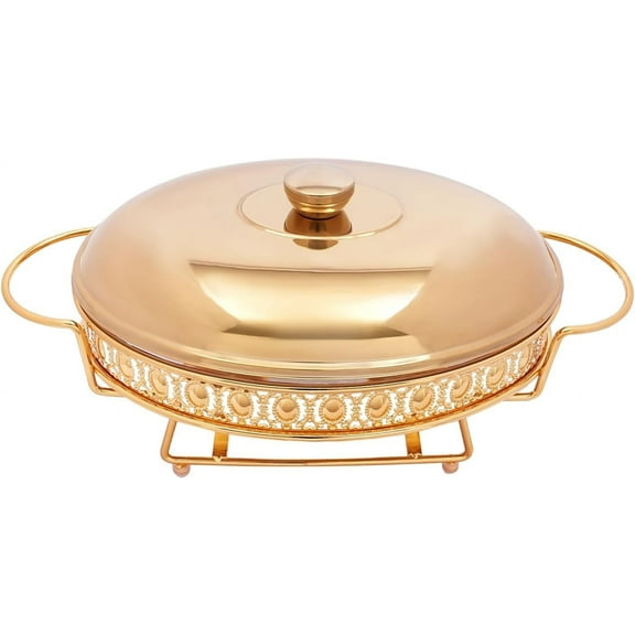Chafing Dishes for Buffet 2 Quart Gold Round Chafing Dish Buffet Set Chafers and Warmers Stainless Steel Food Warming Trays for Buffet Parties Catering Events