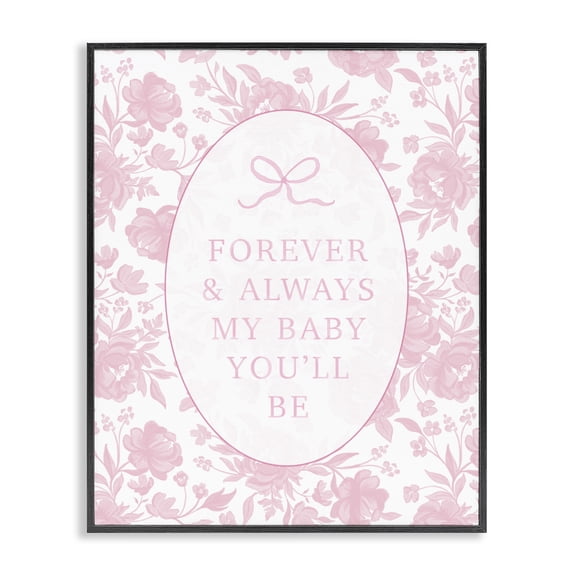 Stupell Industries French Country Forever and Always Pink Florals Black Framed Giclee Art, 11 x 14, by Cherrywood Lane