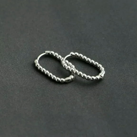 QQTDFG Women Jewelry Oval Hoop Sterling Silver 925 Hinged Earrings F0102-Silver