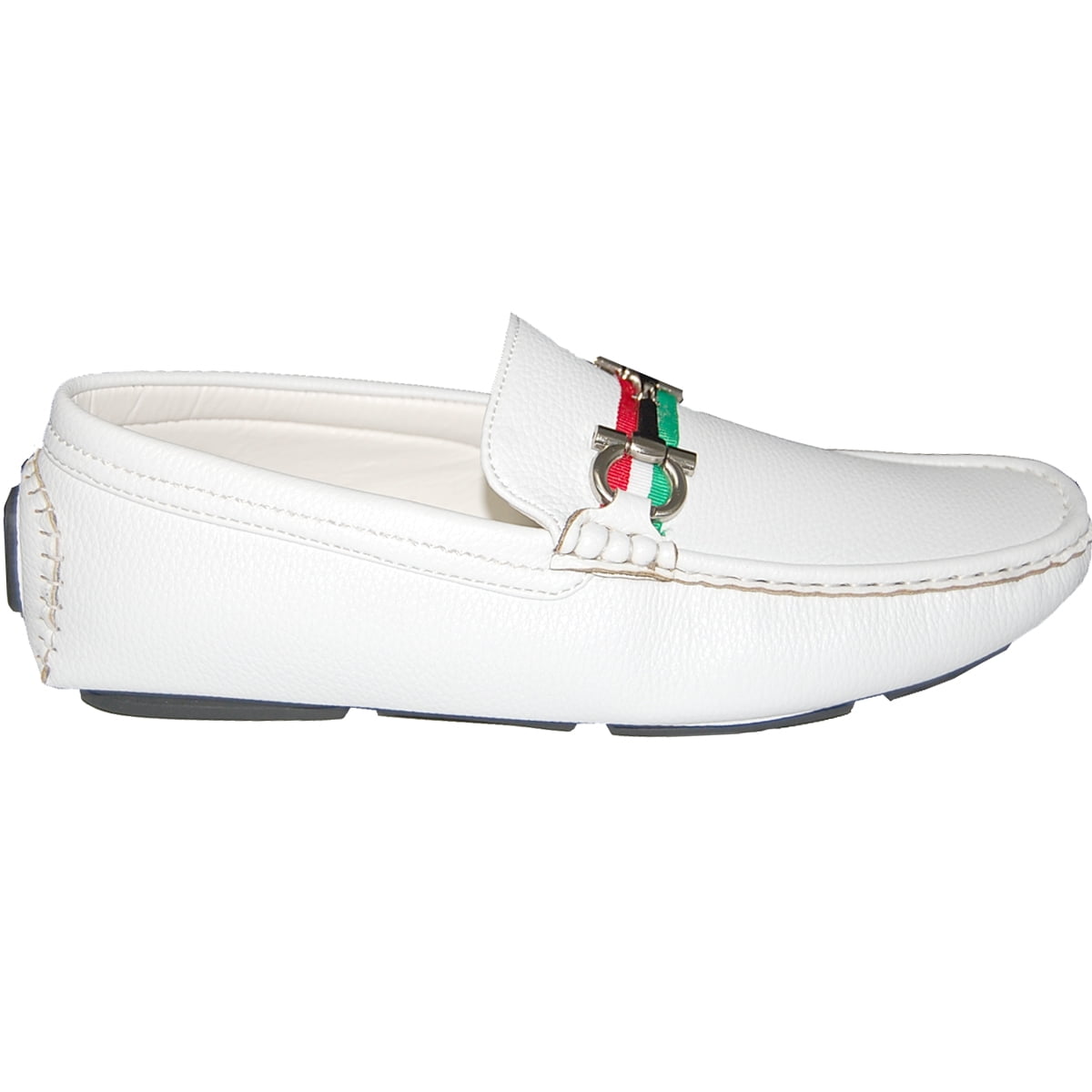 KRAZY SHOE ARTISTS Green White and Red Handcrafted Ornament Mens Loafers