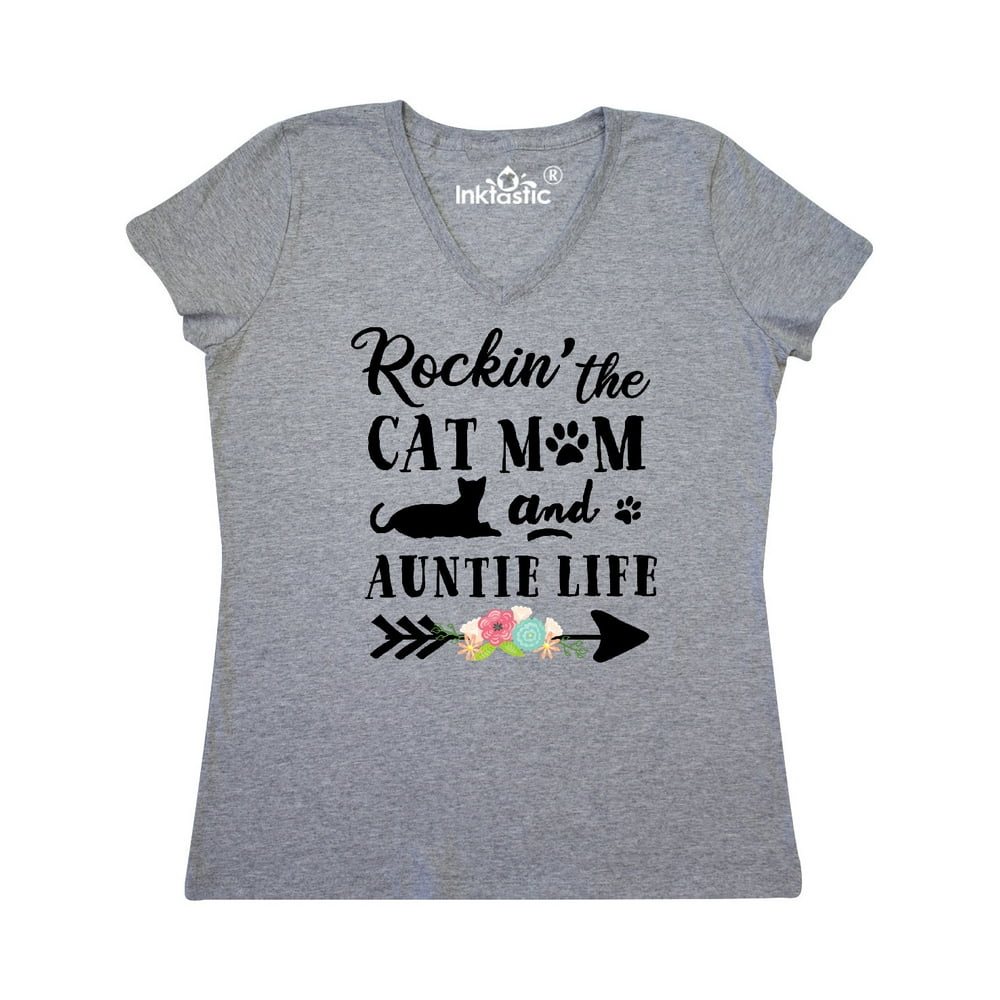 INKtastic - Inktastic Rockin' the Cat Mom and Auntie Life Adult Women's ...