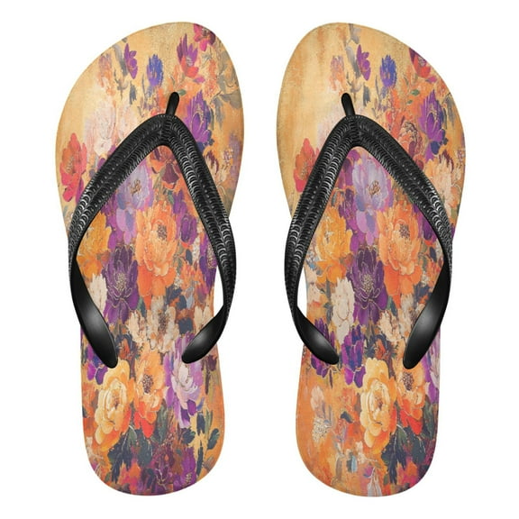YAZAOOSummer Flip Flops Creatively Vibrant Floral Burst Simple Beach Sandals