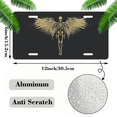 thumbnail image 2 of 1 Pcs 2D Flat License Plate Covers & Frames, Skeleton with Wings For Decorative Front, Waterproof For Decoration Aluminum License Plate Covers & Frames Cover For Men Women, 12" X 6", 2 of 7