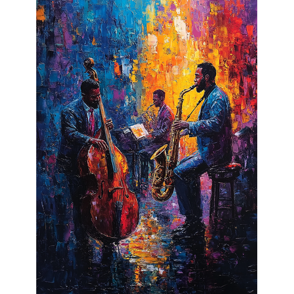Jazz Music Band Canvas Painting/Wall Art，Suitable for Living Room，Bedroom，Office，Hotel，Restaurant Decoration