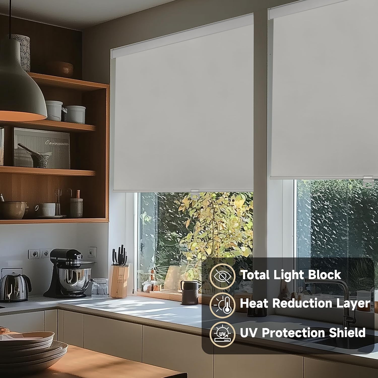 ShadeMart Cordless Blackout Roller Shades, Thermal Insulated & UV Blocking Fabric, Easy Pull-Down Window Blinds for Home & Office, Room Darkening & Energy Efficient(68" W x 72" H, Grey)
