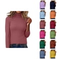 thumbnail image 1 of Pulls pour Femmes 2025 Chandail Col Roulé Ajusté Manches Longues Haut Tricoté Blouse Décontractée Automne Hiver, 1 of 6