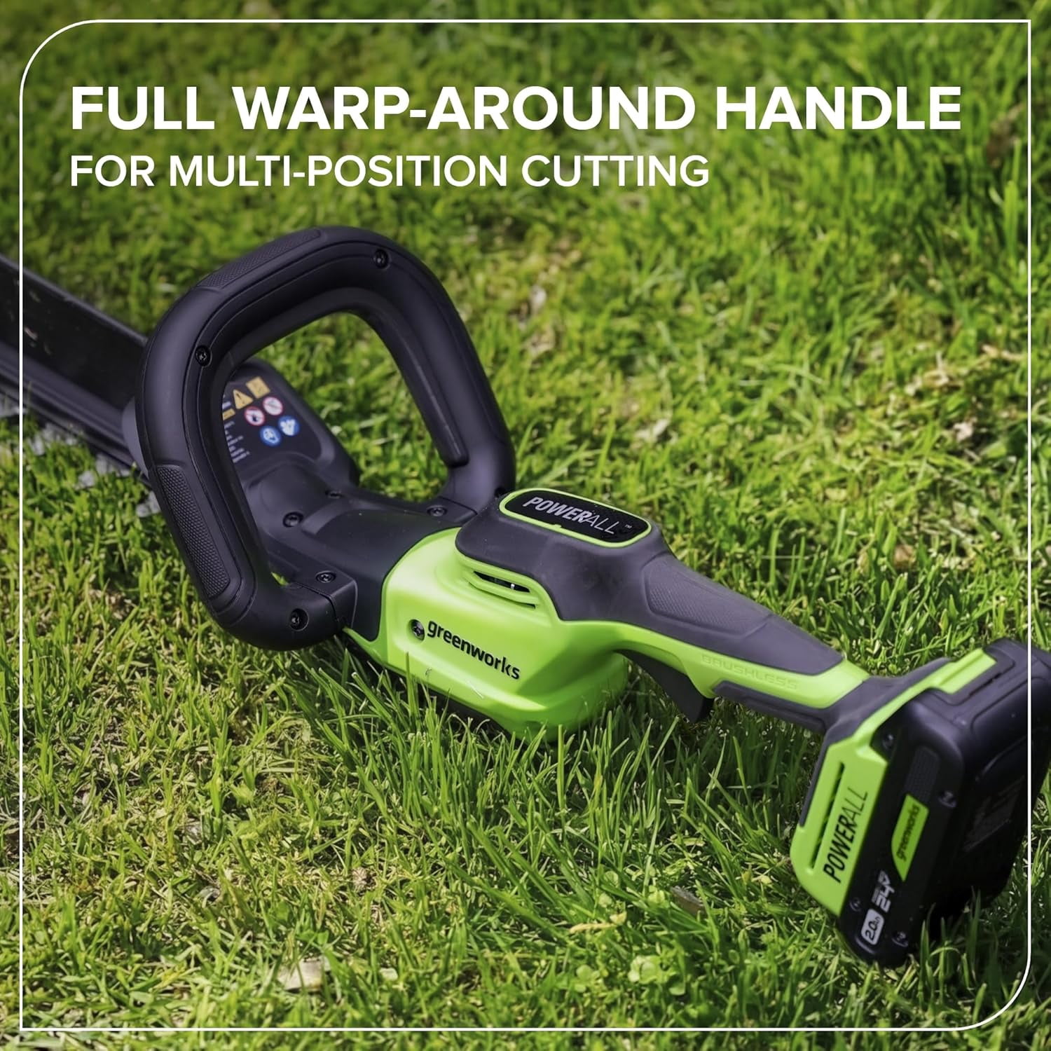 Greenworks 24V 20" Brushless (1" Cutting Capacity) Hedge Trimmer, 2.0Ah Battery and 30W Charger