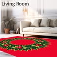 thumbnail image 2 of ODIKA 2'x3' Machine Washable Non-Slip Area Rug, Festive Holly Berry Wreath Crochet Hook Cushion Making Kit Holiday High Traffic Rug with Pad, Red, 635136, 2 of 8