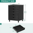 thumbnail image 6 of DEXTRUS 5 Drawer Mobile File Cabinet, Wood Filing Chest for Home Office, Black, 6 of 6