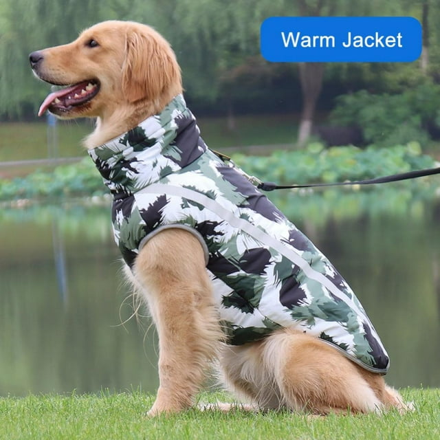 Dog Clothes Colorful Reflective Waterproof Jacket Winter Warm Fleece Vest Thicken Coat Winter Pet Clothing Waterproof Reflective Coat for Small Medium Large Big Dogs S-6XL White