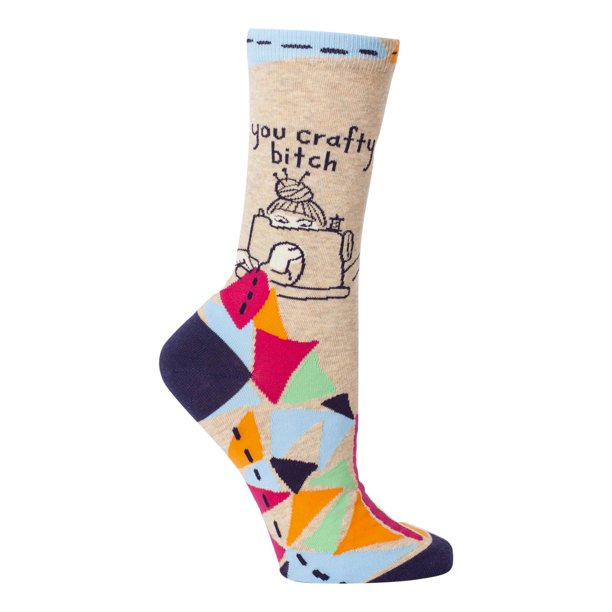 BLUE Q Women's Crew Socks You Crafty Bitch