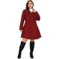 thumbnail image 3 of DARING DIVA Women's Plus Size Notch Lapel Double Breasted A Line Peacoat 4X Burgundy, 3 of 6