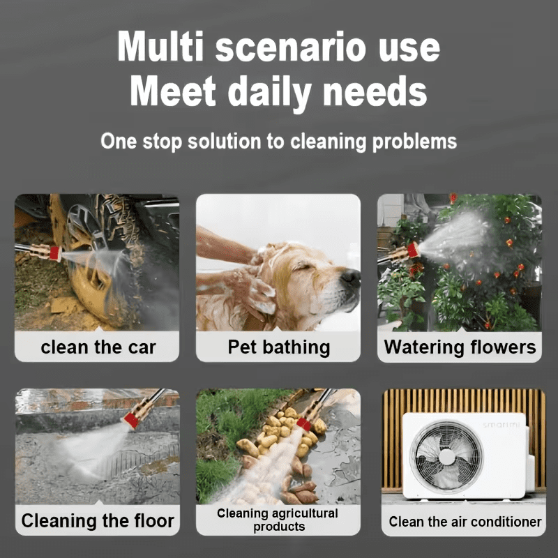 YUNXI 21V Cordless Pressure Washer, Portable Battery Powered Power Cleaner with 6-in-1 Nozzle, Foam Cannon for Car Wash Home Outdoor Cleaning