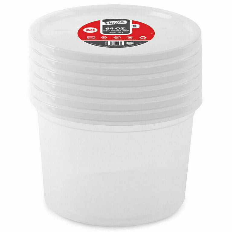 64 & 86 Oz Big Plastic Deli Food Storage Containers Lids Soup Freezer  Microwave (64 oz,20)